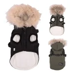 Warm Dog Jacket with Harness and Fur Hood 1 | PricZone