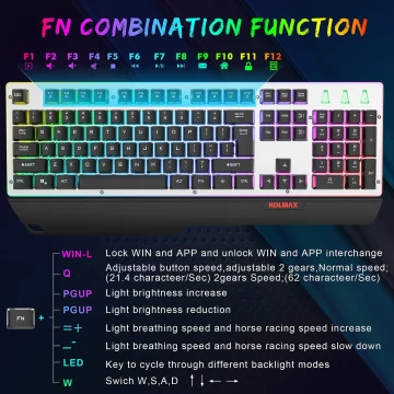 Wired Rainbow Backlit Gaming Keyboard 104 Key 2 | PricZone