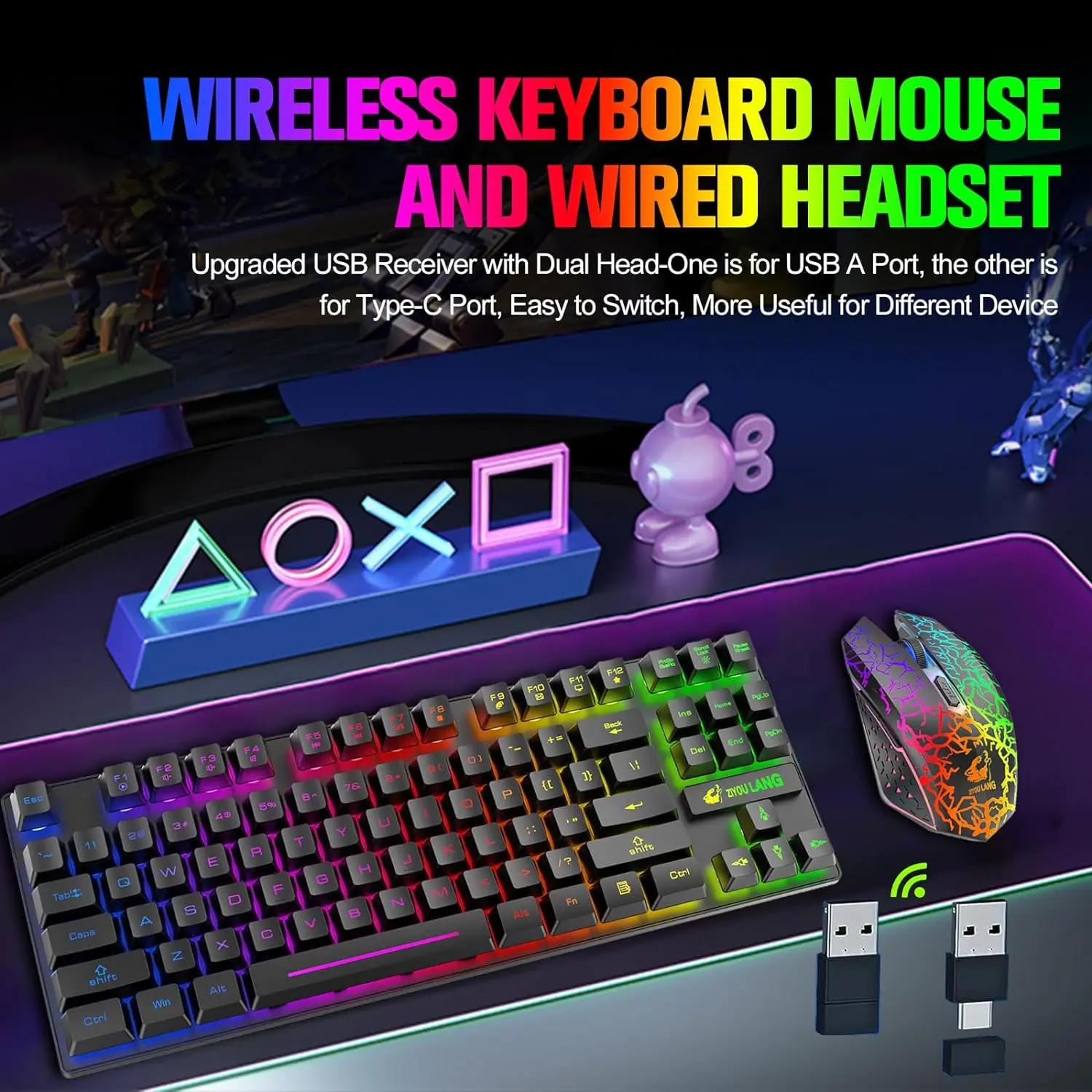 T87 Wireless Gaming Keyboard Mouse Combo 1 | PricZone T87 Wireless Gaming Keyboard Mouse Combo 1 | PricZone