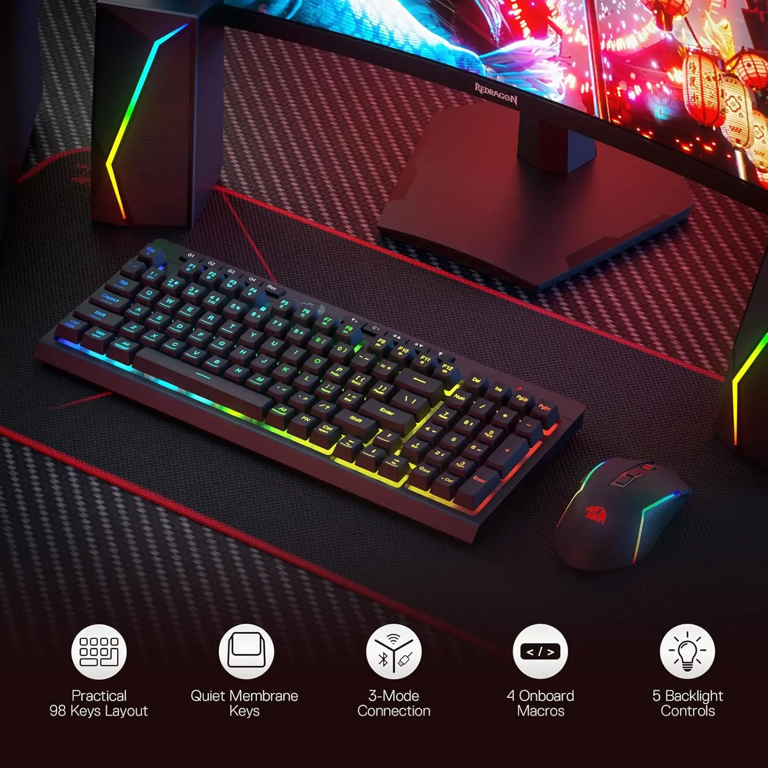 Redragon S142 Wireless RGB Gaming Keyboard Combo 6 | PricZone Redragon S142 Wireless RGB Gaming Keyboard Combo 6 | PricZone