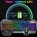 K680 Wireless Gaming Keyboard and Mouse ComboRainbow LED Backlit Keyboard with Rechargeable 3800mAh Battery Metal Panel 2 | PricZone