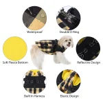 Plaid Winter Dog Jacket with Harness 6 | PricZone