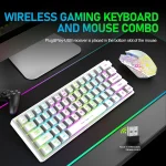T61 Wireless Gaming Keyboard and Mouse Combo Ergonomic 61 Key Rainbow LED Backlight Rechargeable 4000mAh Battery Mouse Pad 2 | PricZone