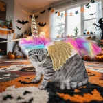 Cat Unicorn Costume with Horns and Rainbow Mane 2 | PricZone