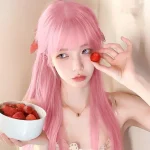 Pink Straight Wig with Air Fringe Heat Resistant 5 | PricZone