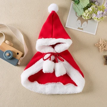 Santa Pet Cloak Warm Plush Hoodie for Small Pets 2