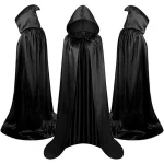 Unisex Hooded Black Witch Cloak Long Cape 6 | PricZone