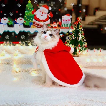 Santa Pet Cloak Warm Plush Hoodie for Small Pets 1 | PricZone