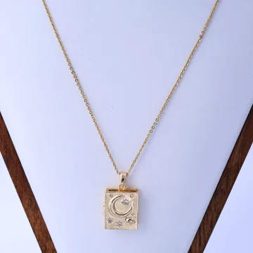 Moon Star Pendant Necklace with Book Charm 1 | PricZone