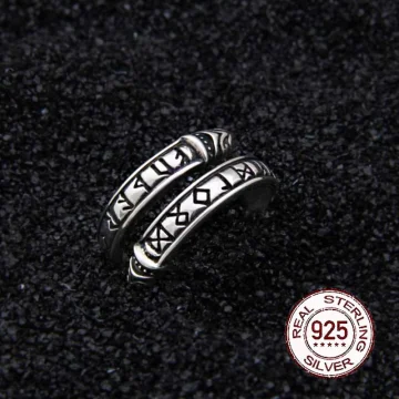 925 Sterling Viking Ouroboros Rune Adjustable Ring 1 | PricZone