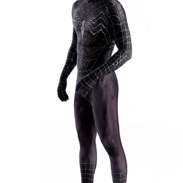Black Venom Spider Web Bodysuit Removable Mask 2