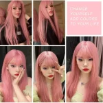 Pink Straight Wig with Air Fringe Heat Resistant 3 | PricZone