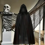 Unisex Hooded Black Witch Cloak Long Cape 2 | PricZone