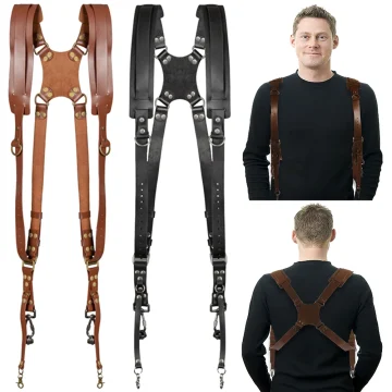 Adjustable Leather Dual Camera Strap 1