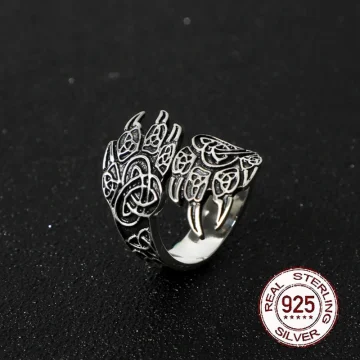 Sterling Silver Viking Bear Claw Knot Ring 1