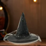 Gothic Black Witch Hat with Mesh and Sequins 5 | PricZone
