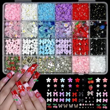 Mixed Nail Art Charms Set   Ribbons Bows Flowers 1 | PricZone