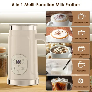BioloMix 5-in-1 Milk Frother LED Touch Hot Cold 2