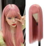 Pink Straight Wig with Air Fringe Heat Resistant 2 | PricZone