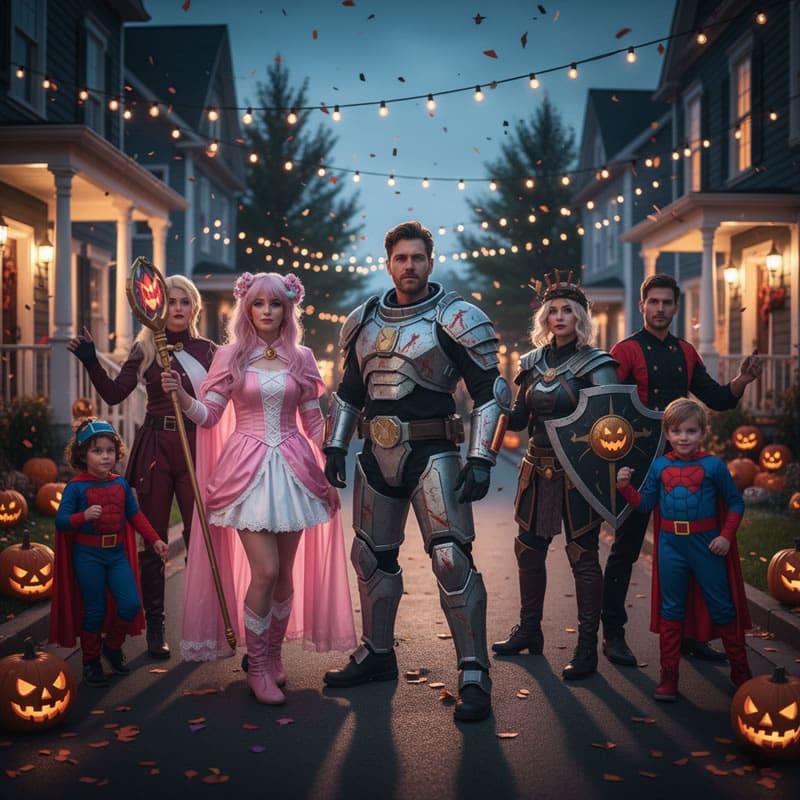A diverse group of people in detailed Halloween cosplay including anime video game and movie characters | PricZone