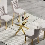 Golden Glass Dining Table 51 inch for 6 Modern 3 | PricZone
