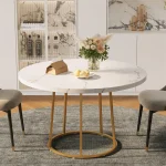 47 Inch Round Marble Pattern Table with Gold Base 6 | PricZone