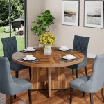 Round Farmhouse Dining Table 47 inch for 4 5 | PricZone