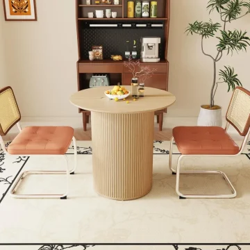 315 Inch Round Farmhouse Table Fluted Wood Base 1 | PricZone