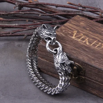Viking Wolf Stainless Steel Bracelet Gold 2