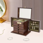 5 Tier Wooden Jewelry Box with Mirror Lock 4 | PricZone
