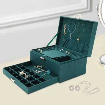 3-Tier Lockable Jewelry Organizer Box 17x24cm 2