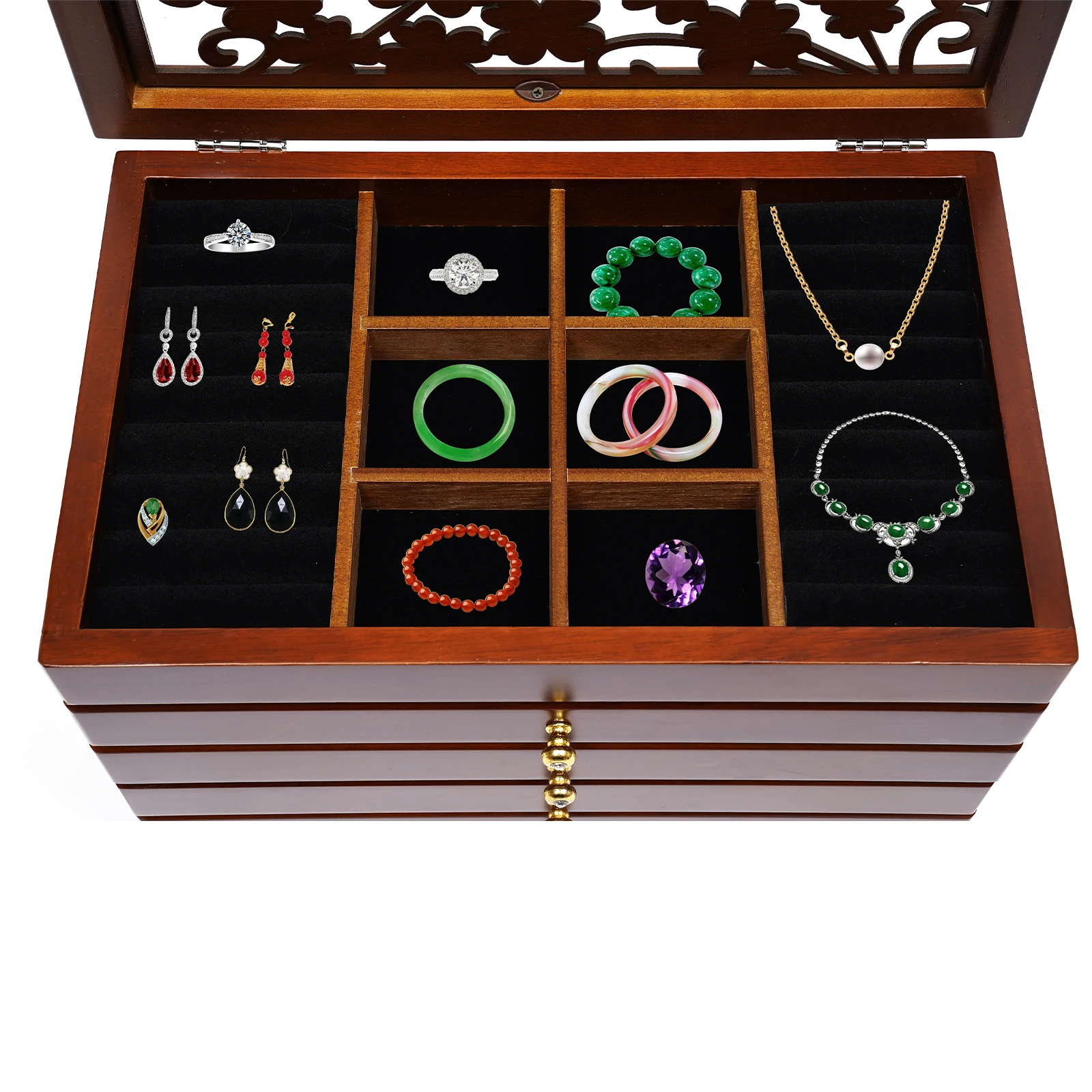 6 Layer Wooden Jewelry Box Ring Velvet Organizer 2 | PricZone 6 Layer Wooden Jewelry Box Ring Velvet Organizer 2 | PricZone
