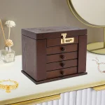 5 Tier Wooden Jewelry Box with Mirror Lock 2 | PricZone