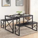 4 Seater Wood Table Set with Metal Frame 1 | PricZone