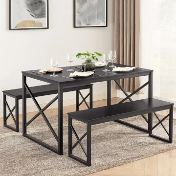 4 Seater Wood Table Set with Metal Frame 1 | PricZone