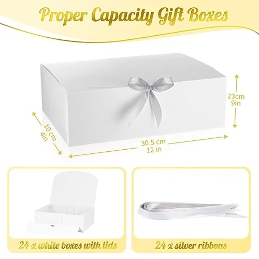 24pcs White Gift Boxes 12 x 9 x 4inch with Lids 2 | PricZone 24pcs White Gift Boxes 12 x 9 x 4 inch with Lids 2 | PricZone