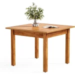 Square Dining Table 39 inch Brown Wood for 4 1 | PricZone