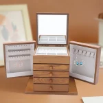 5 Tier Wooden Jewelry Box Drawers Mirror 5 | PricZone