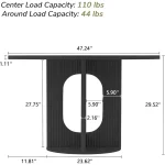 Round Fluted Dining Table 47inch for 4 Black 2 | PricZone Round Fluted Dining Table 47 inch for 4 Black 2 | PricZone