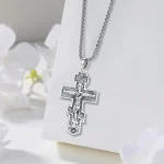 925 Sterling Silver Orthodox Cross Necklace Amulet 3 | PricZone 925 Sterling Silver Orthodox Cross Necklace Amulet 3 | PricZone