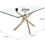 Golden Glass Dining Table 51 inch for 6 Modern 2 | PricZone