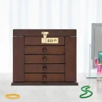 5 Tier Wooden Jewelry Box with Mirror Lock 5 | PricZone