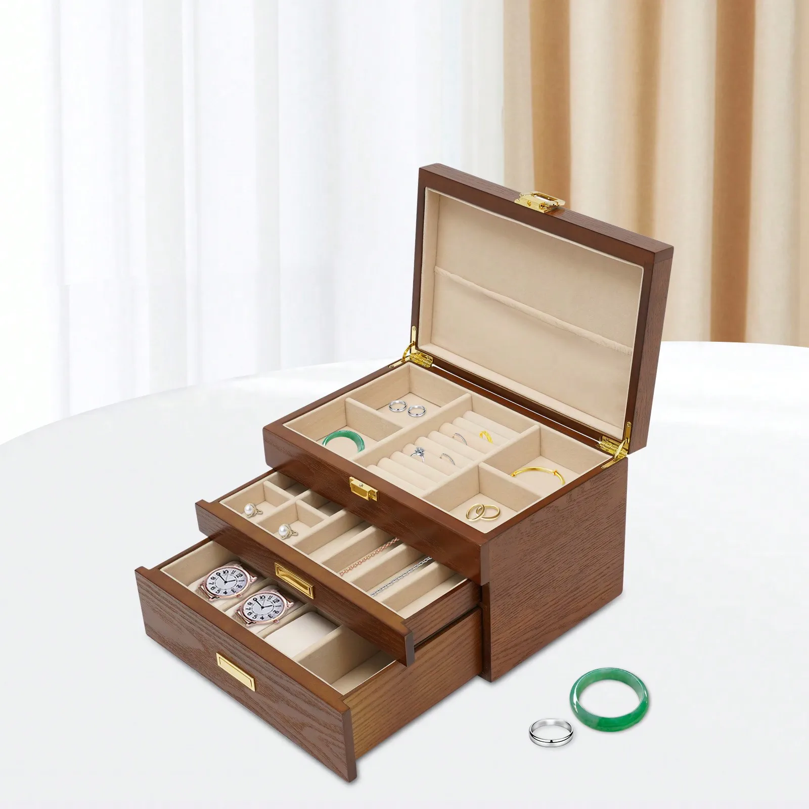 Wooden Watch and Jewelry Organizer Display Case 3 | PricZone Wooden Watch and Jewelry Organizer Display Case 3 | PricZone