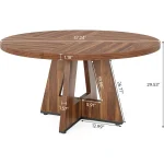 47 Inch Round Wood Farmhouse Dining Table 2 | PricZone