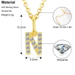 Moissanite Initial Letter Necklace 925 Silver 3 | PricZone