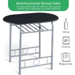 Compact Dining Set for 2 with Wine Rack 3 Piece 4 | PricZone