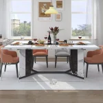 White Marble Dining Table for Family 71 inch 6 | PricZone