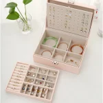 Large Leather Jewelry Box Ring Earring Organizer 4 | PricZone