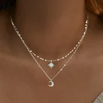Double Layer Zircon Star Moon Pendant Necklace 4 | PricZone
