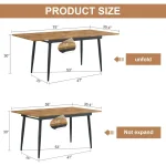 Extendable Wood Dining Table 59 to 75 Inch 5 | PricZone